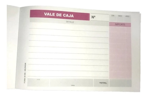 Talonario Vale De Caja X 50 Hojas 17x11cm