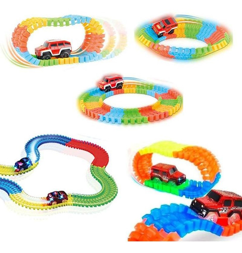 Pista De Carrera Flexible Infantil 220pcs 1 Auto Luminoso