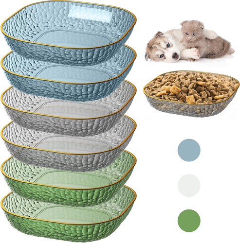 Paquete De 6 Platos Para Gatos Con Cuenco De Comida Para Gat