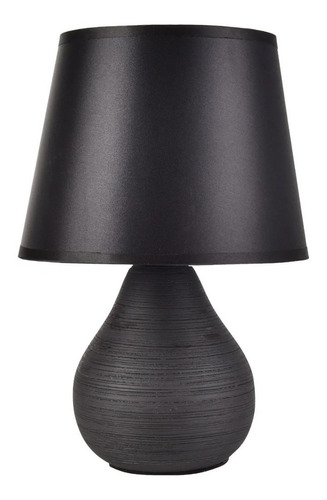 Velador De Mesa Cuzco Negro Ceramica Led Deco Moderno Cie