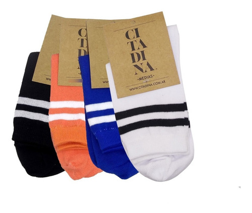 Imagen 4 de 5 de Medias Citadina Rayas Largas Mujer Elásticas Algodón Pack X4