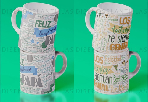 20 Plantillas Cumpleaños - Sublimacion Tazones - Editables