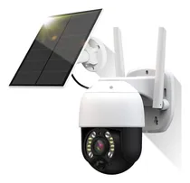 Comprar Cámara De Seguridad Con Panel Solar Ip66 Icsee Exterior Color Blanco Con Negro