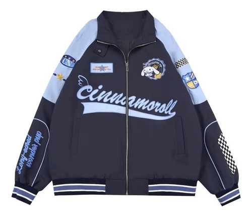 Vintage Azul Chaqueta De Béisbol Mujeres Otoño Nuevo