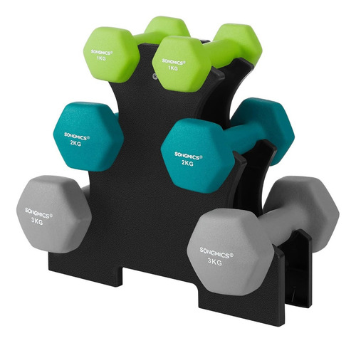 Juego De Mancuernas Hexagonales 1kg, 2kg, 3kg Para Casa Gym