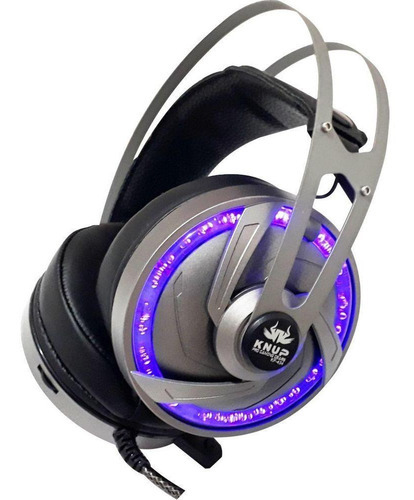 Fone Headset Gamer 7.1 Knup Led Rgb Kp-434 Cor Cinza