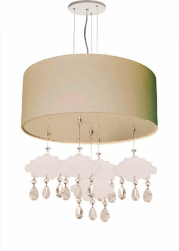 Lustre Pendente Infantil Nuvens Com Cúpula 30x15 Cáqui