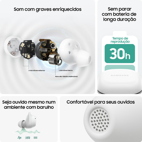 Fone De Ouvido Sem Fio Galaxy Buds Fe Branco Samsung - Excelente (Recondicionado)