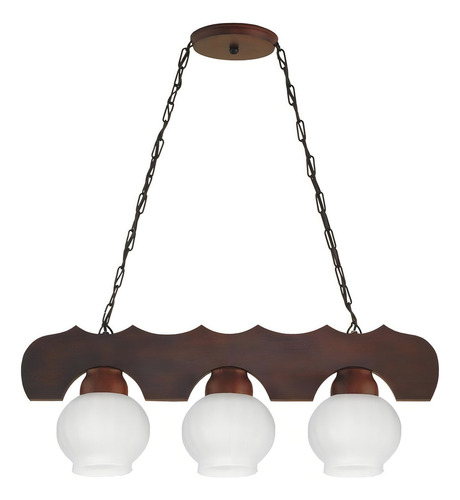 Pendente Rústico Canga Envelhecido 3 Lâmpadas Muller 303e Cor Preto 127/220V