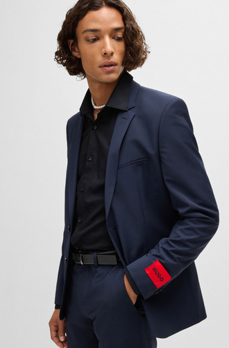Camisa Slim-fit Em Algodão Jacquard Com Logo Hugo