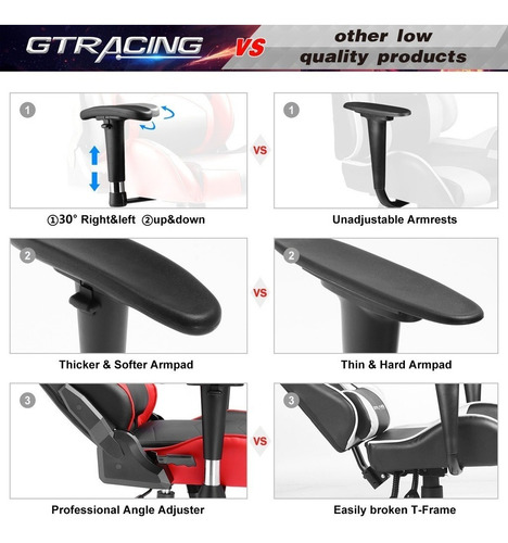 Imagen 5 de 7 de Silla Gamer Pro Series Gt099-red