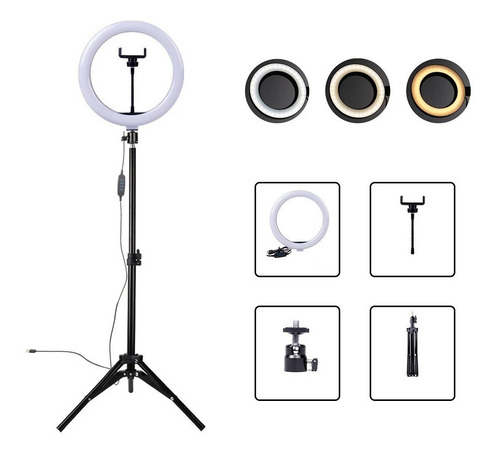Ring Light Led Iluminador 26cm Completo 2,1m Tripé 210cm