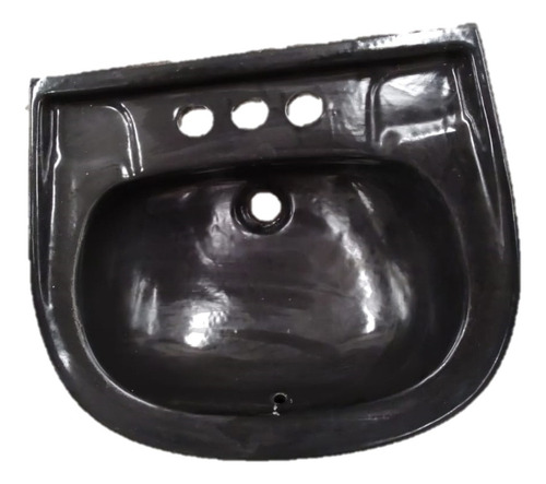 Lavabo De Color Cerámico Con Rebosadero Negro Brillante 