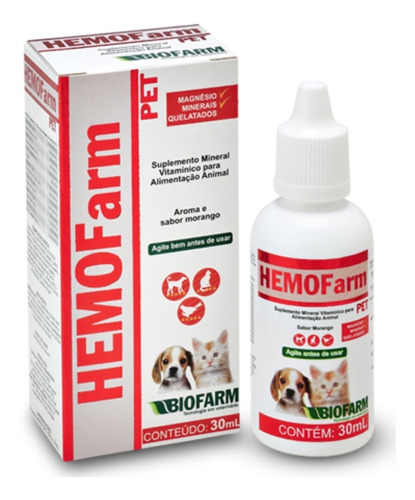 Hemofarm 30 Ml Suplemento Vitamínico Cães E Gatos - Biofarm