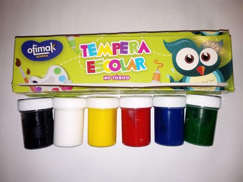 Tempera Escolar 6 Colores