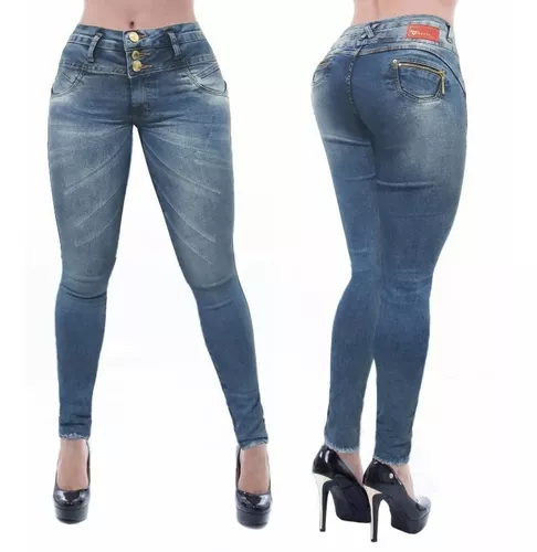 calça jeans feminina azul turquesa