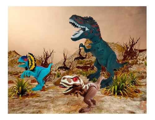 Dinosaurios Set De 3 Con Sonido Luces Y Movimiento Original (Usado)