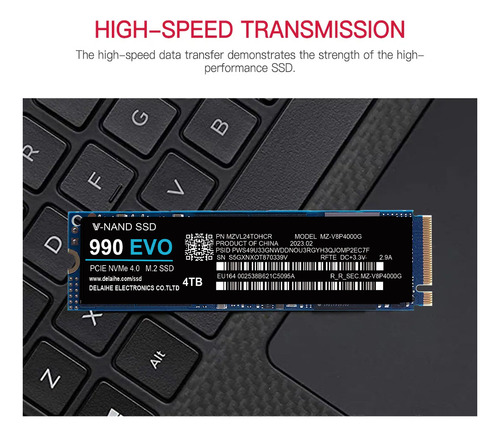 Discos Duros Sólidos Komsom 990 Evo Nvme M.2 Ssd, 1 Tb, Pcie 4.0 Nvme Gen4 Para Videojuegos Ssd Interno Para Juegos Y Edición De Vídeo, Negro