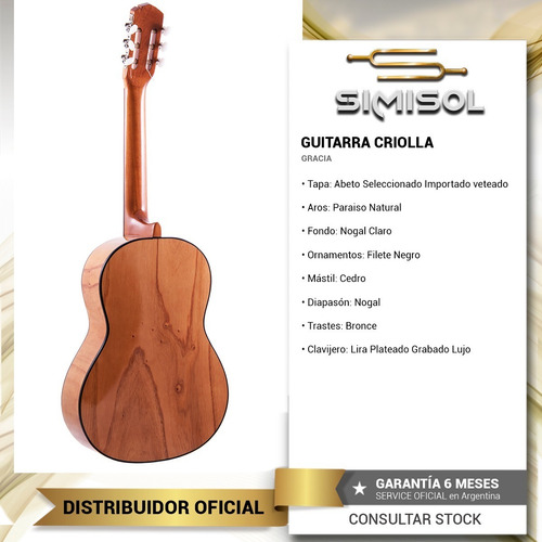 Imagen 3 de 5 de Guitarra Criolla Gracia M7 Estudio Superior Nogal + Funda