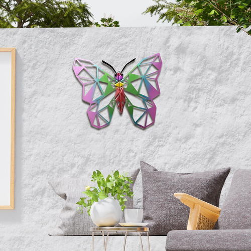 Arte De Pared Con Luces Solares, Escultura De Metal Mariposa