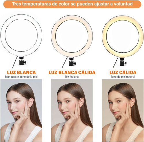 Aro De Luz Led Con 3 Modos De Luz Y 10 Niveles De Brillo