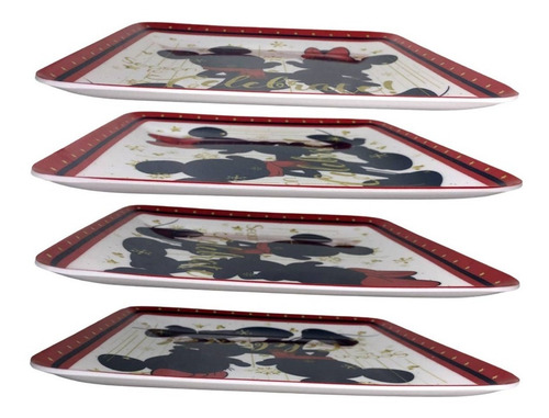 Conjunto 02 Pratos Decorativos Mickey E Minnie Natal Disney