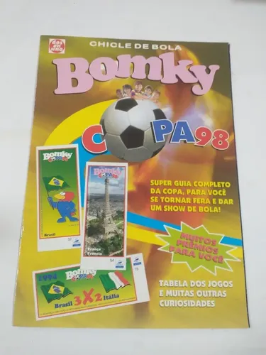 Álbum Chicle De Bola Bomky Copa 98 Completo Em Ótimo Estado