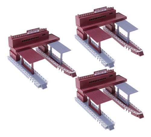 3 Unids Escala Estación De Tren Simulación Diseño Ho