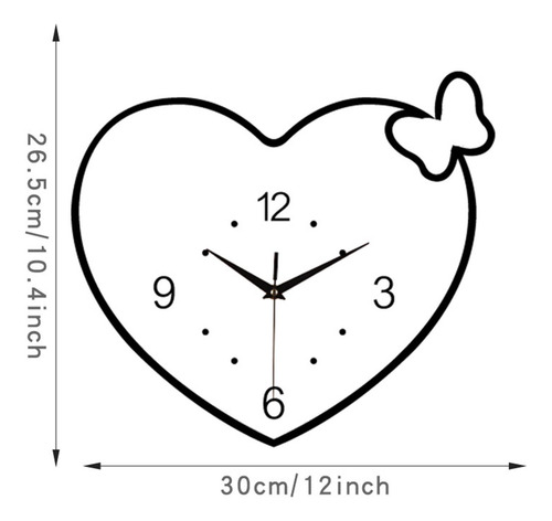 Reloj De Pared Con Forma De Corazón, Movimiento Silencioso,