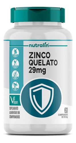 Zinco Quelato - 60 Comprimidos - Nutralin Sabor Sem sabor