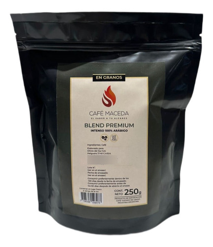 Café Maceda Blend Premium En Granos 100% Puro X 250 Gr