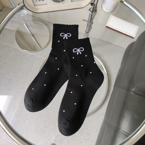 4 Pares De Calcetines Con Lazo Para Mujer, Suaves Y Cómodos