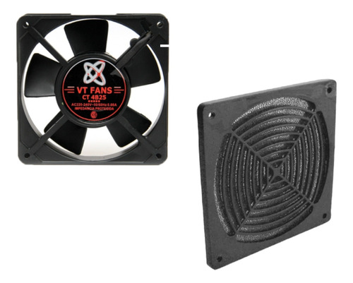 Turbina Fan Cooler 220v 120x120 X25mm Buje + Reja Con Filtro