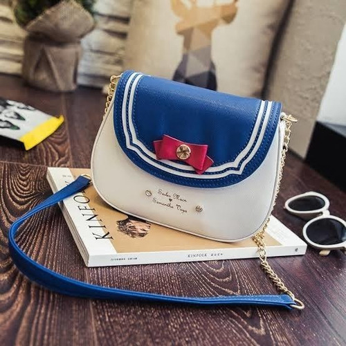 Imagen 2 de 5 de Crossbody Sailor Moon Azul Serena Anime Kawaii Sailor Bolsa