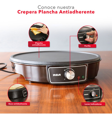 Rca Crepera Plancha Antiadherente Con Accesorios Negro