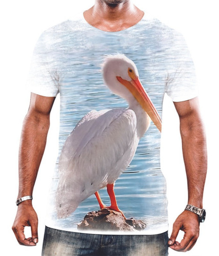 Camisa Camiseta Unissex Animal Pelicano Ave Aquática 1