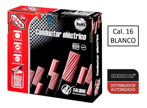 Imagen 4 de 4 de Caja 100 Mts Cable Iusa Blanco Thw Cal 16 Awg 100% Cobre