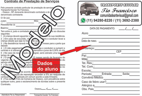 Imagem 4 de 5 de Impressos Personalizados Para Transporte Escolar