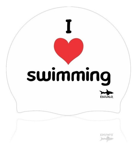 Gorras Natación Adulto I Love Swimming Blanca Escualo Color Blanco Diseño de la tela Estampado Talla unitalla