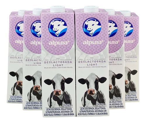 6pz Leche Alpura Deslactosada Light De 1lt Paquete - Sm