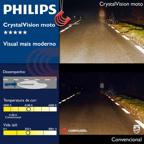 Imagem 5 de 6 de Lâmpada Philips Crystal Vision Moto H4 35/35w Super Branca