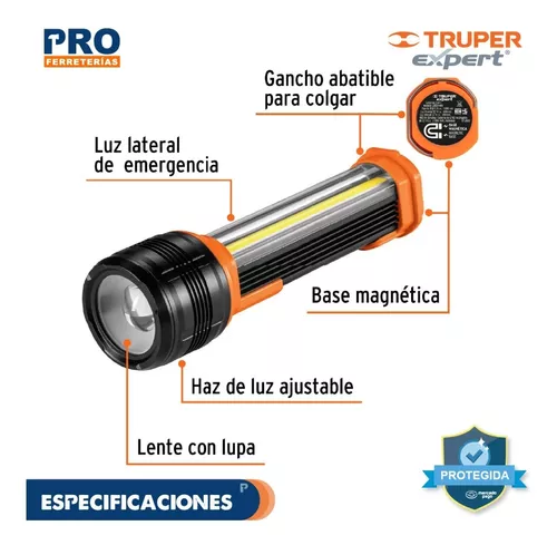 Linterna recargable con luz emergencia 480lm expert marca Truper