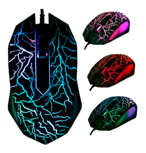 Mouse Gamer Iluminado Usb 3d 1600dpi + 1000 Hz Fps 6 Teclas 