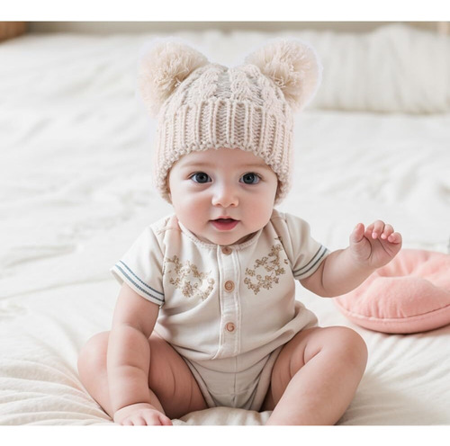 Gorro De Invierno Para Bebé Con Pompón, Gorro De Punto