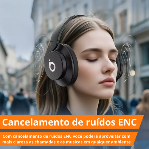 Fone De Ouvido Sem Fio Marrom Redução De Ruídos Anc Bateria Longa
