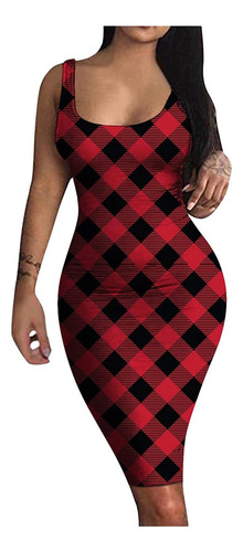 Vestido De Club Midi Básico Sin Mangas Con Estampado Sin Man