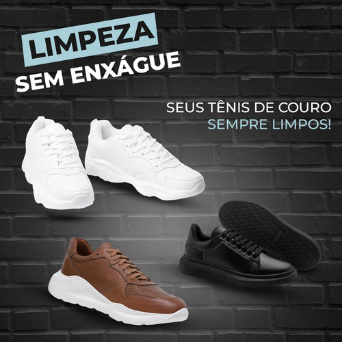 Limpa Tênis Couro Liso Sintético Sapato Limpeza Sem Enxágue