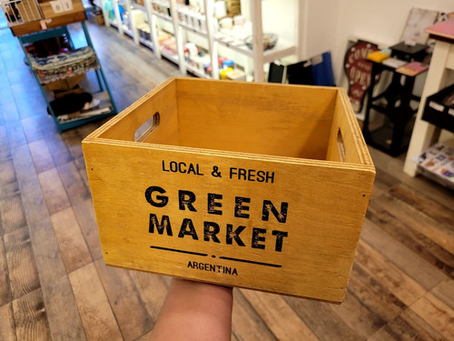 Cajon Cuadrado Chico Green Market Deco