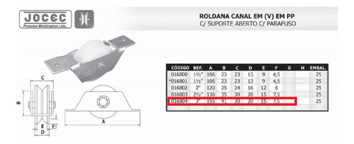 Kit Com 36 Roldana Com Suporte Alum.nylon (u) 75mm - T-77978
