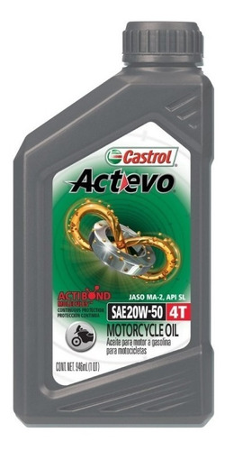 Lubricante Castrol Actevo 4t 20w50 - Mineral - Motorides